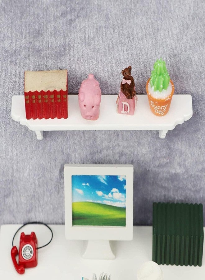 WaigN 2Pcs White Dollhouse Wall Shelf,1:12 Scale Miniature Dollhouse Decor Accessories, Doll House Storage Wall Shelf for Kitchen Scene DIY Craft Ornament Lightweight Decorative, Decorations - Image 3